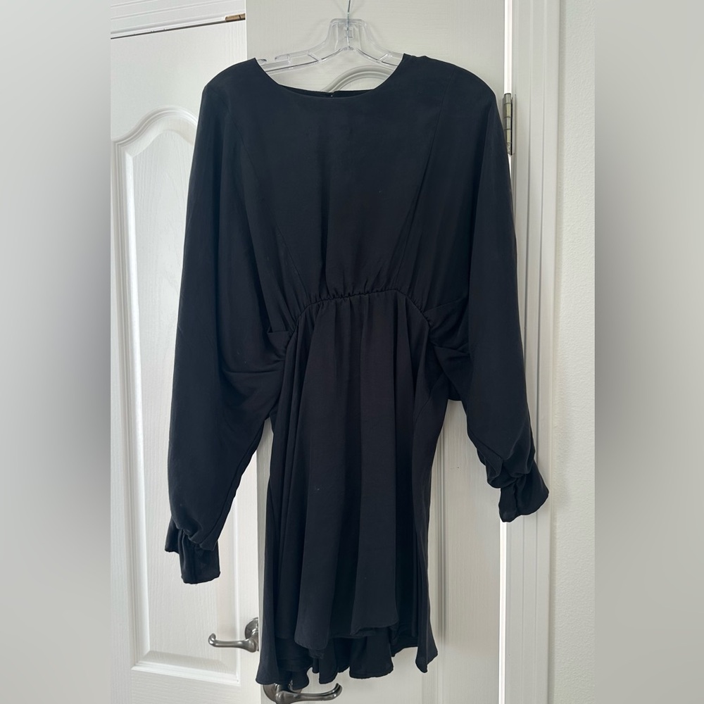 Zara black blouson sleeve mini dress